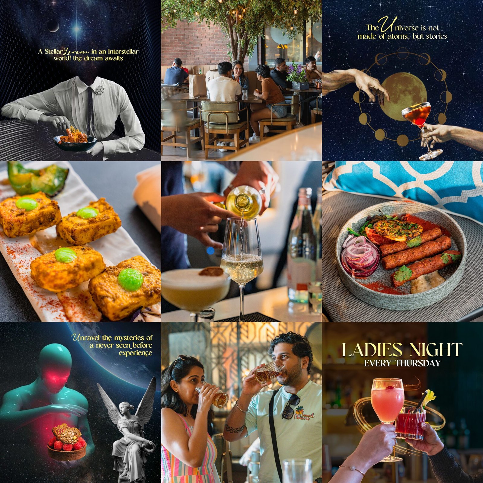 Farzi Cafe celestial Instagram grid